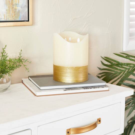 Cream & Gold Traditional Flameless Candle